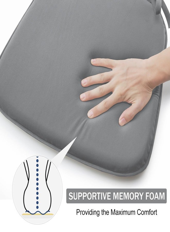 downluxe Indoor Chair Cushions for Dining Chairs, Dutch Velvet Fabric Memory Foam Chair Pads with Ties for Kitchen, Dining Room and Bedroom, 17" X 16" X 1.5", Grey, 4 Pack - Image 5
