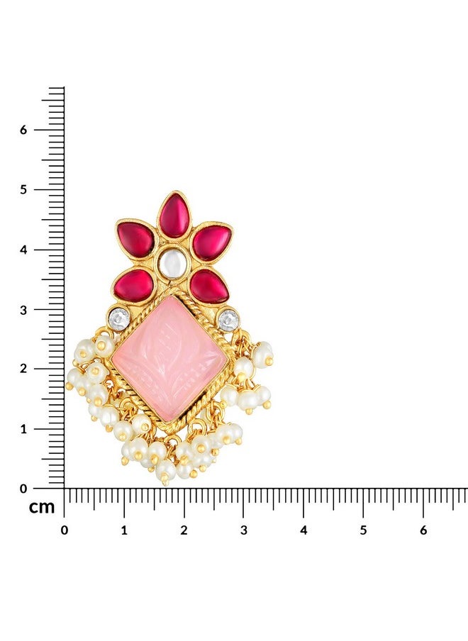 Aheli Elegant Wedding Party Festive Designer Faux Stone Encrusted Big Stud Earrings Indian Ethnic Fashion Jewelry For Women Girls  - Image 4