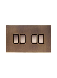 Donmarco 4 Gang 2 Way Switch (148mm Width) – Rocker Button – Stainless Steel Panel, Fire-Resistant Electric Switch, 15-Year Warranty, Wall Switch for Home and Office (Light Antique Brass)  - Image 1