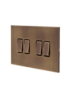 Donmarco 4 Gang 2 Way Switch (148mm Width) – Rocker Button – Stainless Steel Panel, Fire-Resistant Electric Switch, 15-Year Warranty, Wall Switch for Home and Office (Light Antique Brass)  - Image 2
