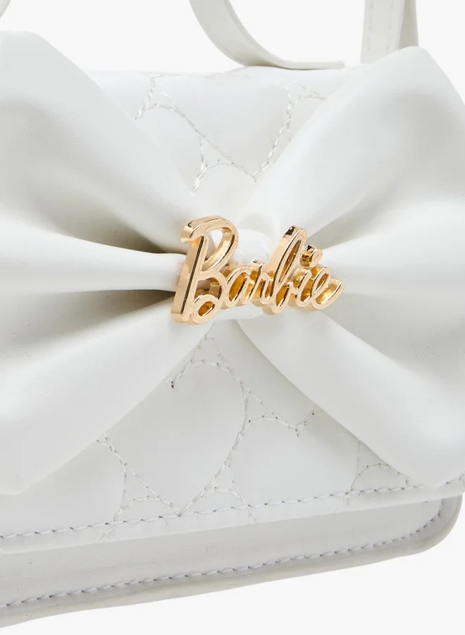 Barbie Girls Bow Accent Crossbody Bag with Adjustable Strap and Flap Closure