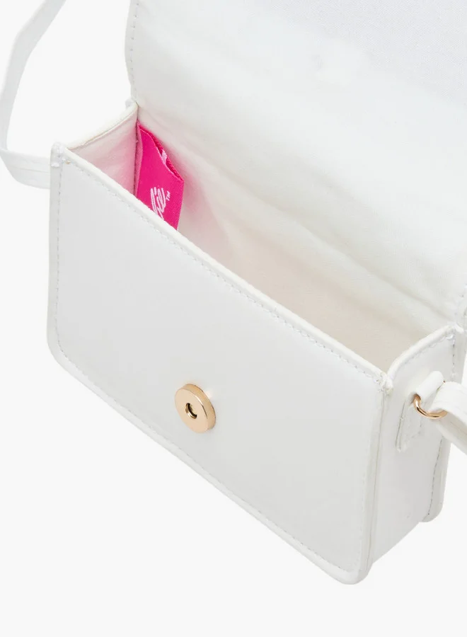 Barbie Girls Bow Accent Crossbody Bag with Adjustable Strap and Flap Closure