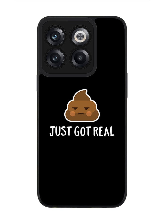 Stylizedd Rugged Black edge case for OnePlus Ace Pro Slim fit Soft Case Flexible Rubber Edges Anti Drop TPU Gel Thin Cover - Shit just got real - Image 1