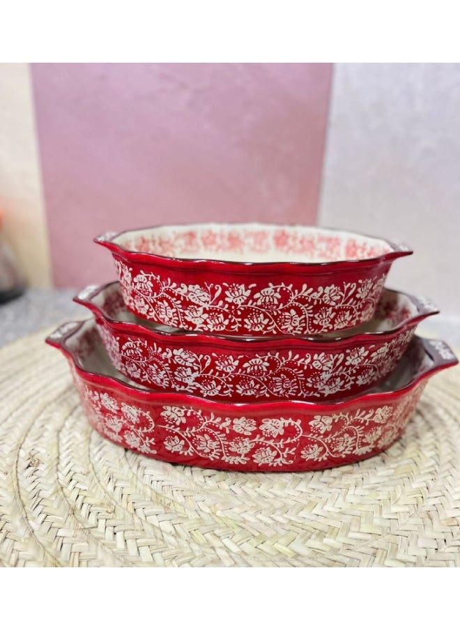 Generic 3-piece oval porcelain casserole set  - Image 2