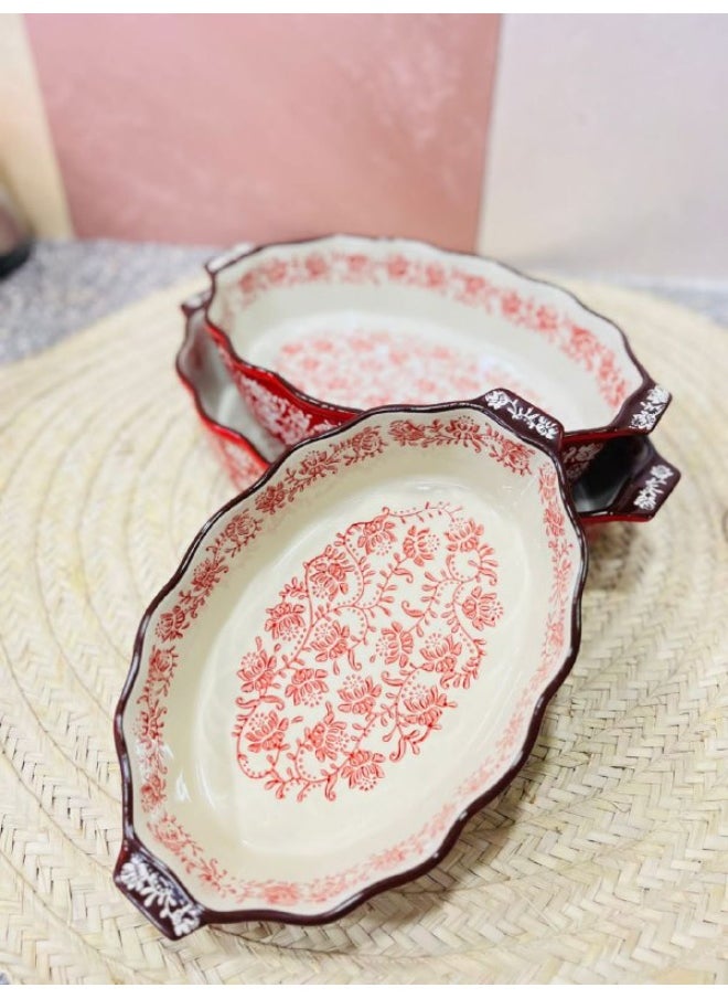 Generic 3-piece oval porcelain casserole set  - Image 1