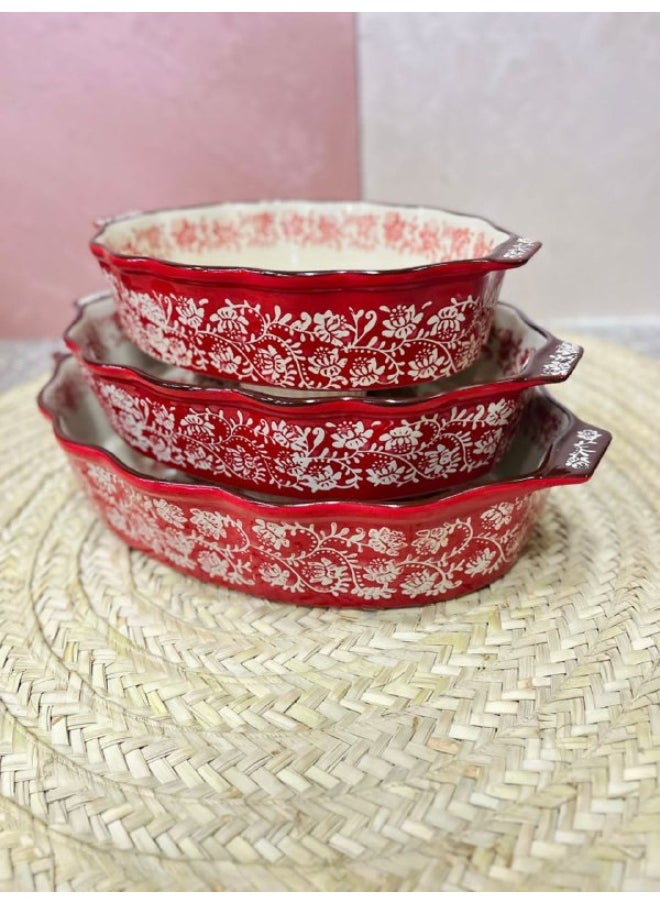 Generic 3-piece oval porcelain casserole set  - Image 4