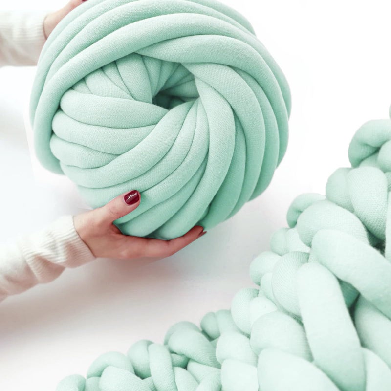 vrawas Arm Knitting Yarn for Chunky Yarn Giant Tubular Crochet Making Blanket DIY,Hand Knitting Braided Knot Throw Washable Tube Bulky for Weave Craft Crochet(Light Green, 2.2lb) - Image 1