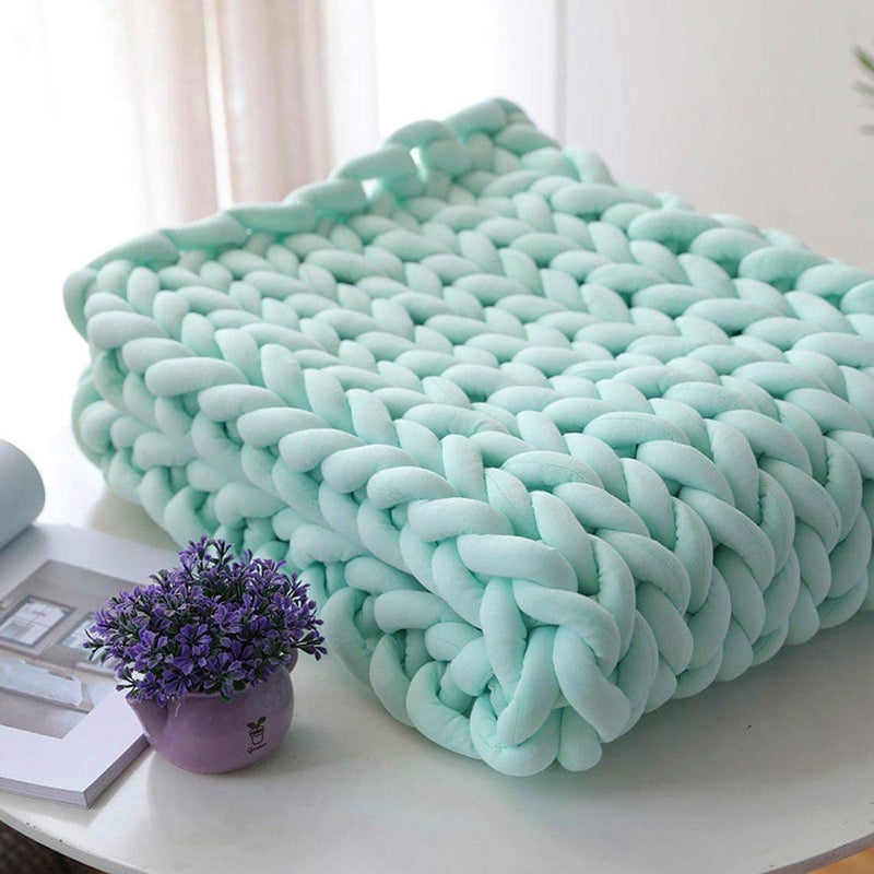 vrawas Arm Knitting Yarn for Chunky Yarn Giant Tubular Crochet Making Blanket DIY,Hand Knitting Braided Knot Throw Washable Tube Bulky for Weave Craft Crochet(Light Green, 2.2lb) - Image 2