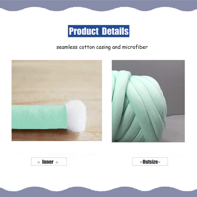vrawas Arm Knitting Yarn for Chunky Yarn Giant Tubular Crochet Making Blanket DIY,Hand Knitting Braided Knot Throw Washable Tube Bulky for Weave Craft Crochet(Light Green, 2.2lb) - Image 3
