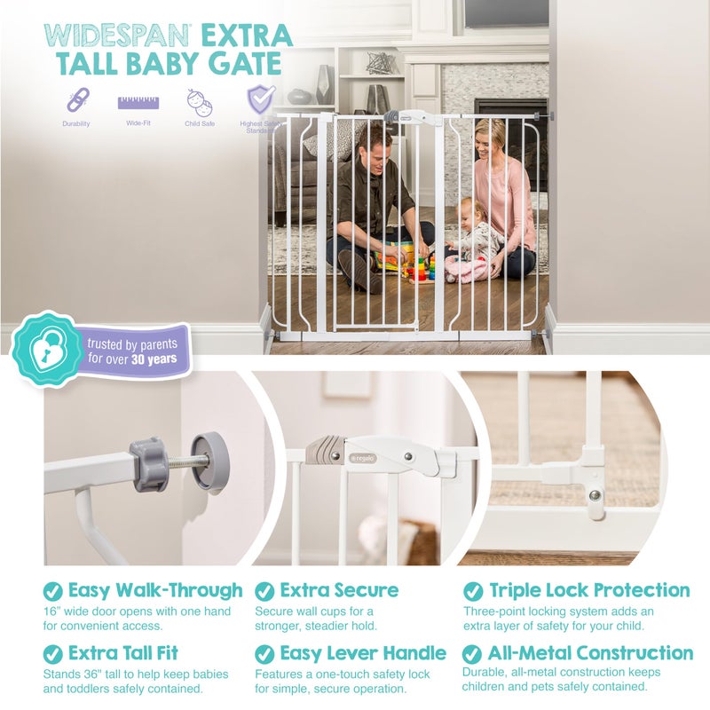 Regalo Safety 36" Extra Tall and 49" Wide Baby Gate for Doorways & Bottom of Stairs, Pressure Mounted Walk Through Baby Gate for Toddlers & Pets, Tested & Safe, American Designed, American Owned - Image 4