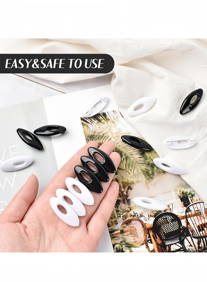 مجموعة من 20 دبوس حجاب ساري للنساء المسلمات باللونين الأبيض والأسود ودبابيس أمان بلاستيكية لربط وشاح وإكسسوارات تصفيف الشعر للسيدات (10 قطع باللون الأسود + 10 قطع باللون الأبيض) - Image 5