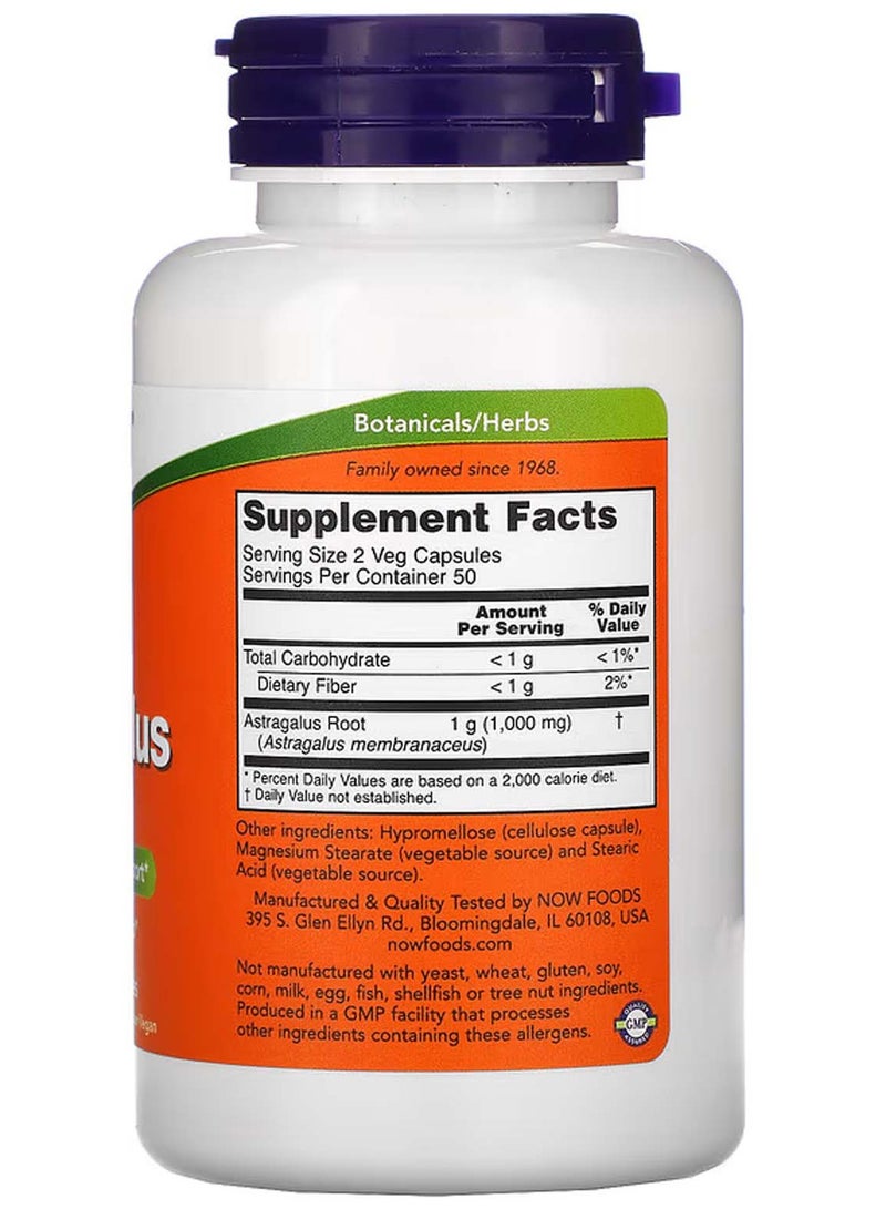 now Astragalus, Immune System Support, 500 mg - 100 Vegetarian Capsules - Image 2