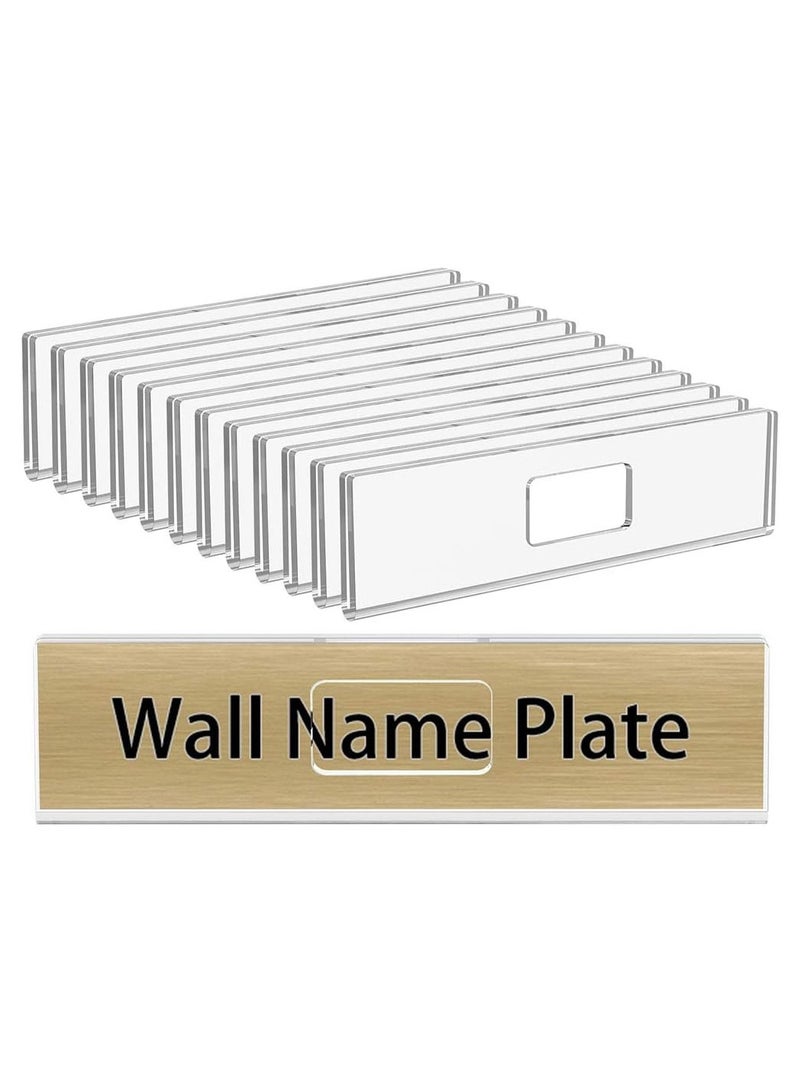 TPGP 12 Pack Acrylic Wall Name Plate Holder 2x8 Inch,Clear Plastic Sign Holder Horizontal with Double Sided Tape,Door Name Plates Set Small License Plates Frame For Office Home Classroom Teacher - Image 1