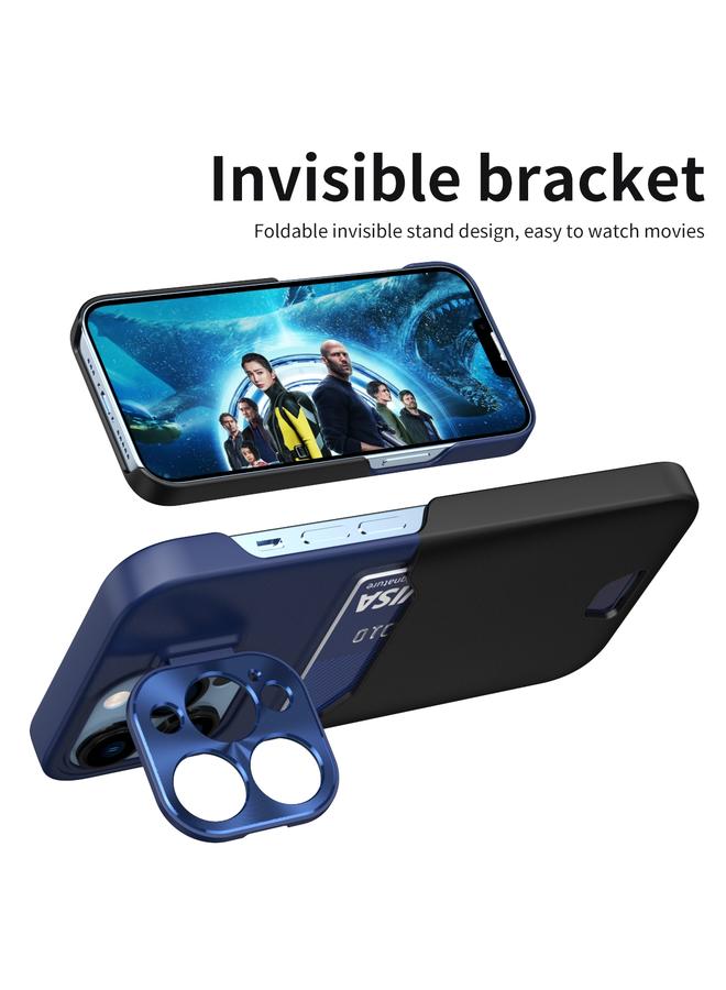 زبون جراب لهاتف iPhone 13 بألوان متباينة مع حامل غير مرئي - Image 3