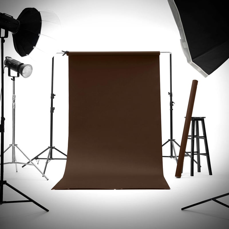 Kate Seamless Paper Backdrop Brown Paper Backdrop Seamless Backdrop Paper Rolls (53''x16.4' Coco Brown) - Image 2