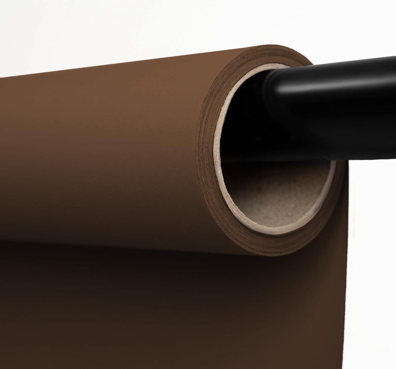 Kate Seamless Paper Backdrop Brown Paper Backdrop Seamless Backdrop Paper Rolls (53''x16.4' Coco Brown) - Image 1