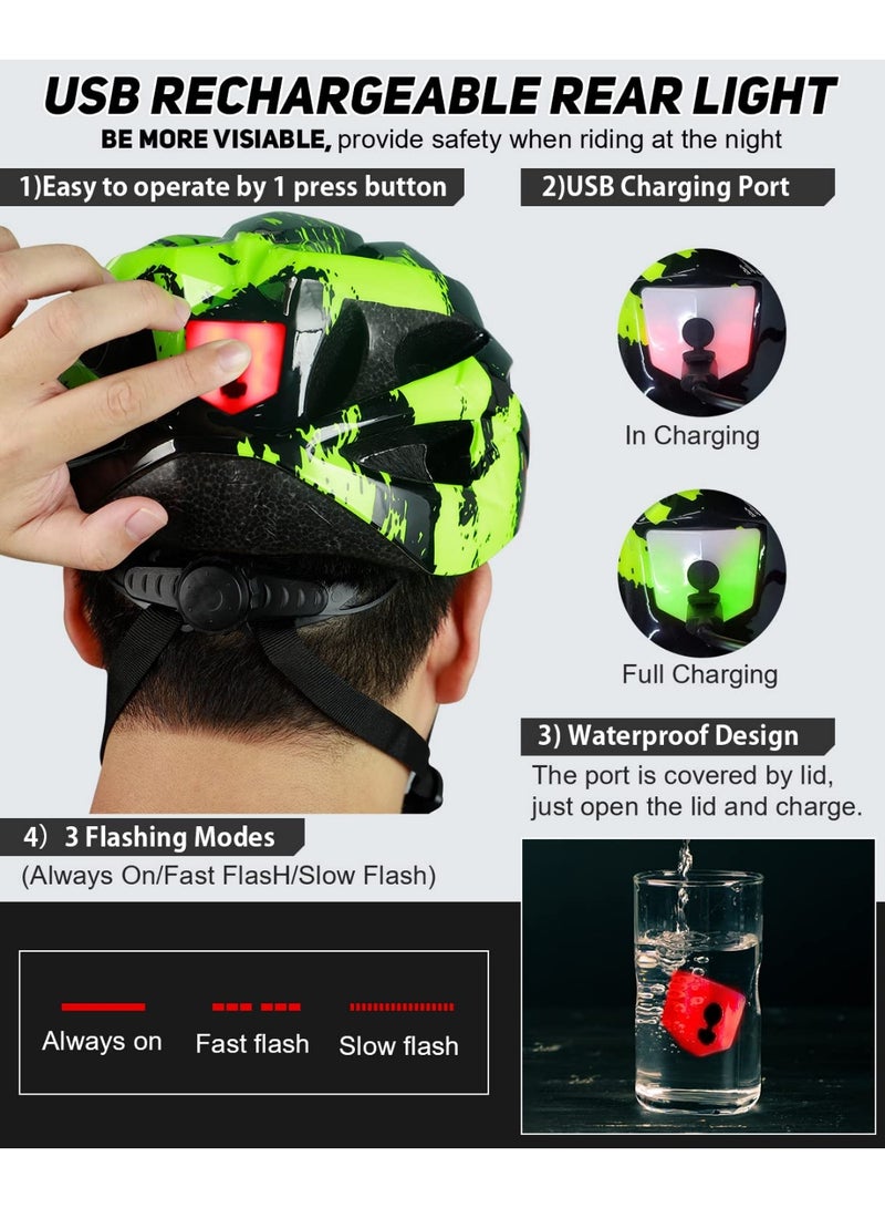 Arabest Bike Helmet with USB Rechargeable LED Light Detachable Goggles and Sun Visor, Mountain & Road Bicycle Helmets for Men Women Adult Cycling Helmets - Image 3