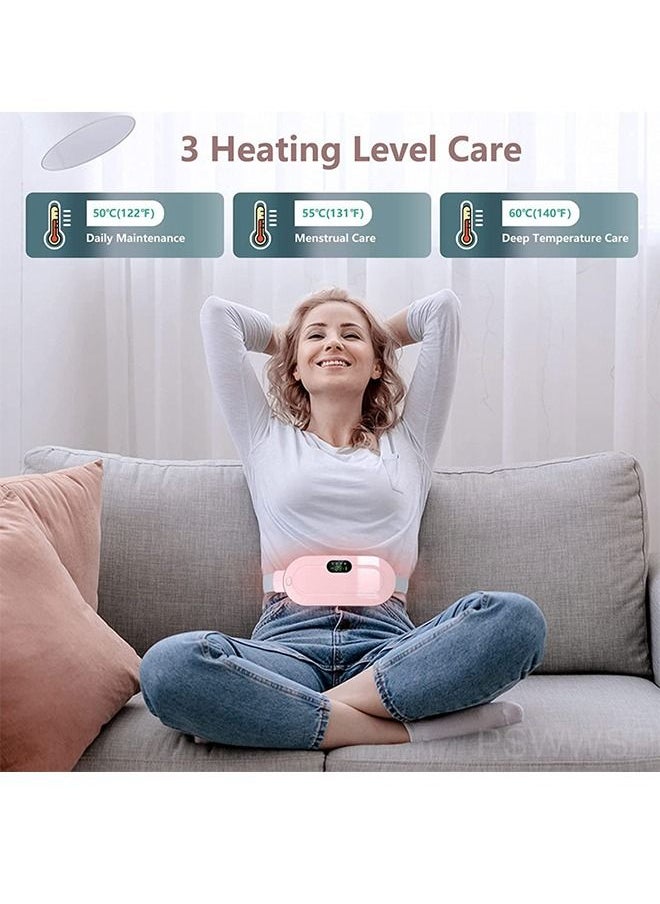 Unique Thermal Pad Waist-Heating Belt Rechargeable Cordless-Menstrual Heating Massage Pad 3-Speed-Temperature Adjustment and 4-Different Massage Modes, Back and Belly Heating Pad for Women (Pink) Safe&Soft  - Image 4