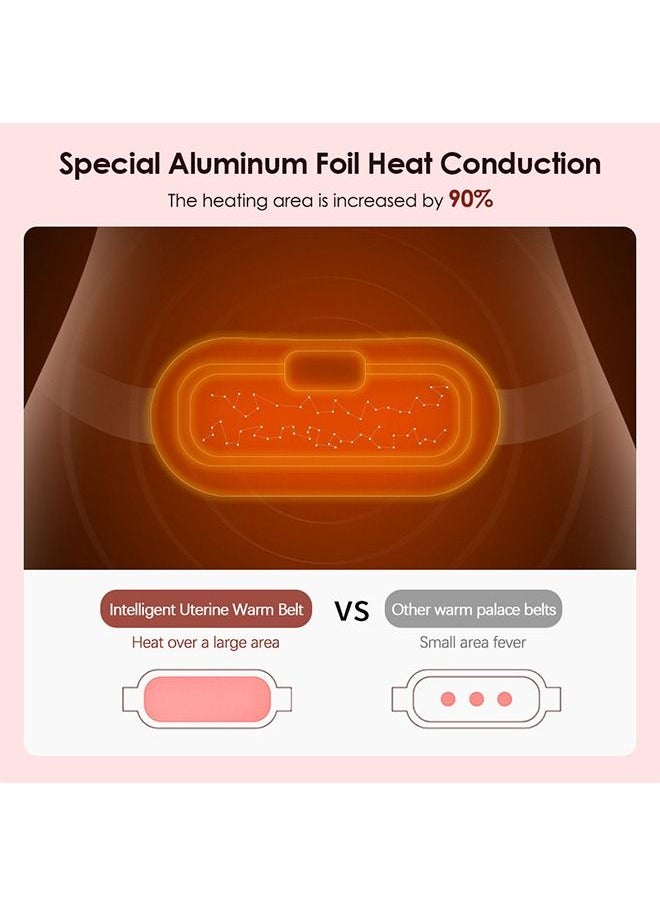 Unique Thermal Pad Waist-Heating Belt Rechargeable Cordless-Menstrual Heating Massage Pad 3-Speed-Temperature Adjustment and 4-Different Massage Modes, Back and Belly Heating Pad for Women (Pink) Safe&Soft  - Image 5