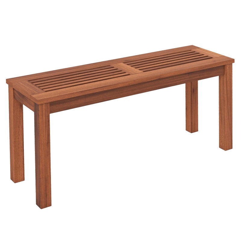Tangkula Patio Wood Bench, 2-Person Solid Wood Bench with Slatted Seat, 39.5" Long Loveseat with Stable Wood Frame, Indoor Outdoor Dining Bench for Backyard, Poolside, Entryway (1) - Image 1