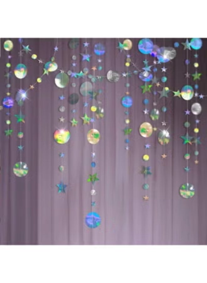 fantasize 12m Star Party Decoration Iridescent Party Supplies Holographic Twinkle Little Stars Garlands Euphoria Hanging Decor Disco Birthday Backdrop Bridal Bachelorette Ramadan EID Graduation Decor - Image 4