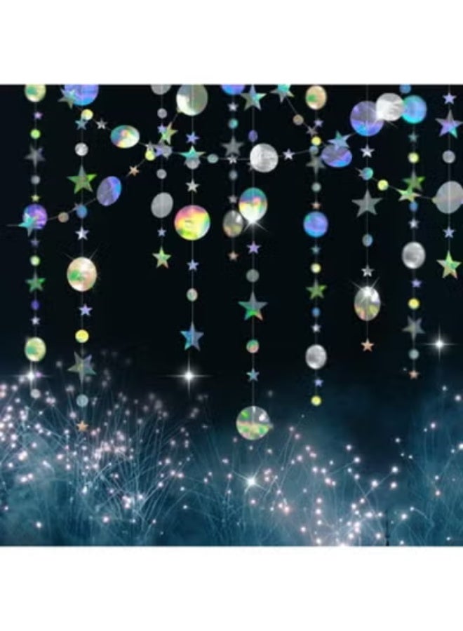 fantasize 12m Star Party Decoration Iridescent Party Supplies Holographic Twinkle Little Stars Garlands Euphoria Hanging Decor Disco Birthday Backdrop Bridal Bachelorette Ramadan EID Graduation Decor - Image 3