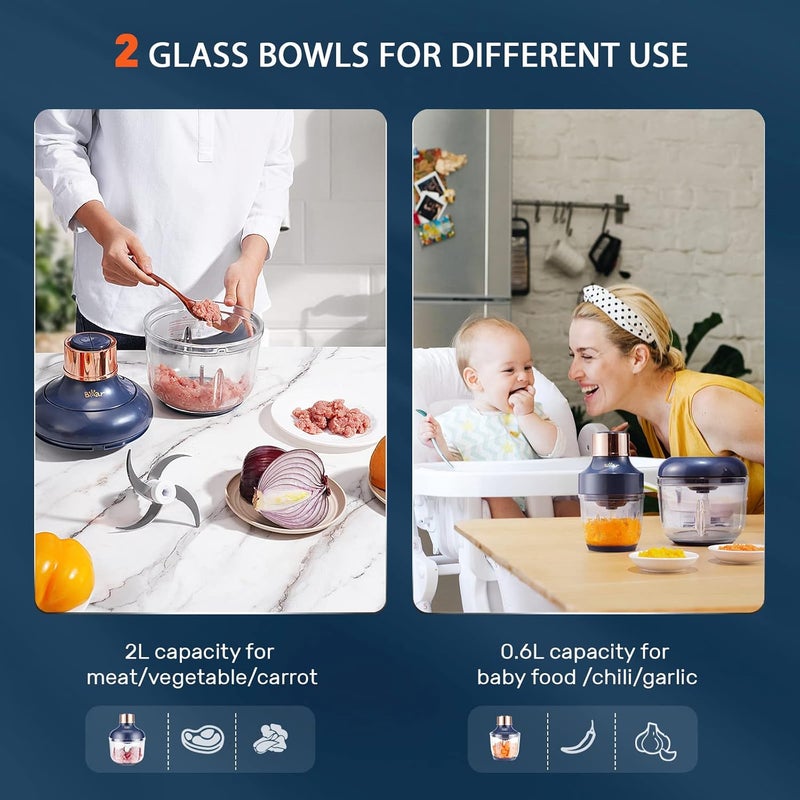 Bear Electric Food Processor with Dual Glass Bowls - Image 2