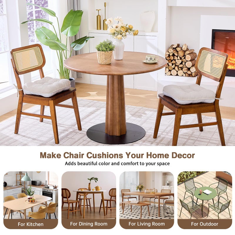 BETU Chair Cushions for Dining Chairs Set of 2,3.5" Thick Kitchen Table Chair Pads with Ties,Non Slip Backing and Covers, Seat Cushion for Dining Room,Bar,Patio Chairs,16"X16"X3.5",Beige - Image 5