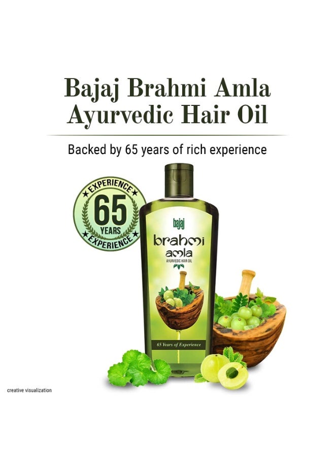 Bajaj Brahmi Amla Hair Oil, Ayurvedic Hair Oil, Reduces Hair Fall, 400ml - Image 2