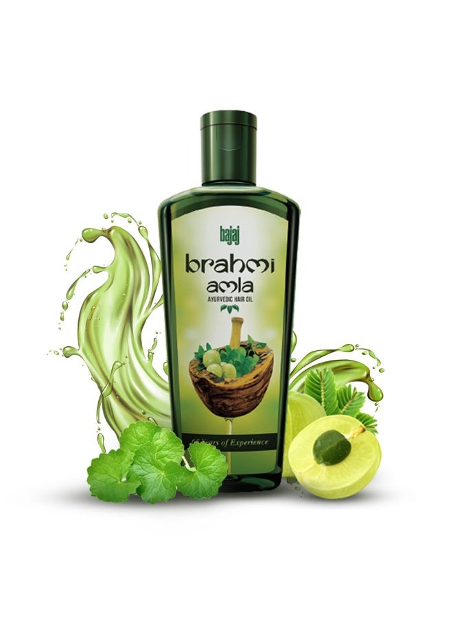 Bajaj Brahmi Amla Hair Oil, Ayurvedic Hair Oil, Reduces Hair Fall, 400ml - Image 1