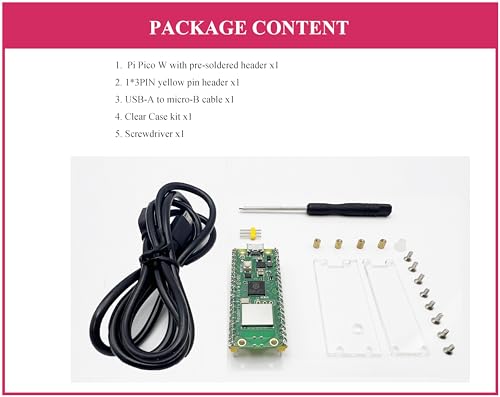 Waveshare Pre-Soldered Header Raspberry Pi Pico W, Built-in WiFi Support 2.4 GHZ Wi-Fi 4, Based on Official RP2040 Dual-Core Processor,Dual-core Arm Cortex M0+ Processor，Comes with Pico W Board and Case - Image 2