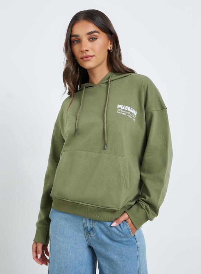 Styli Women Olive Green Oversized Hoodie - Image 1