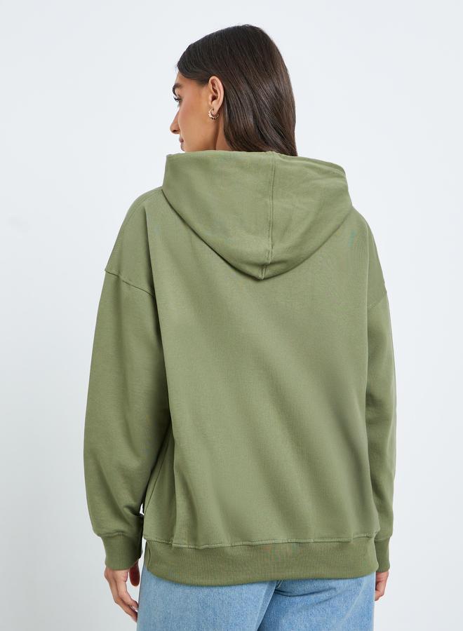 Styli Women Olive Green Oversized Hoodie - Image 4