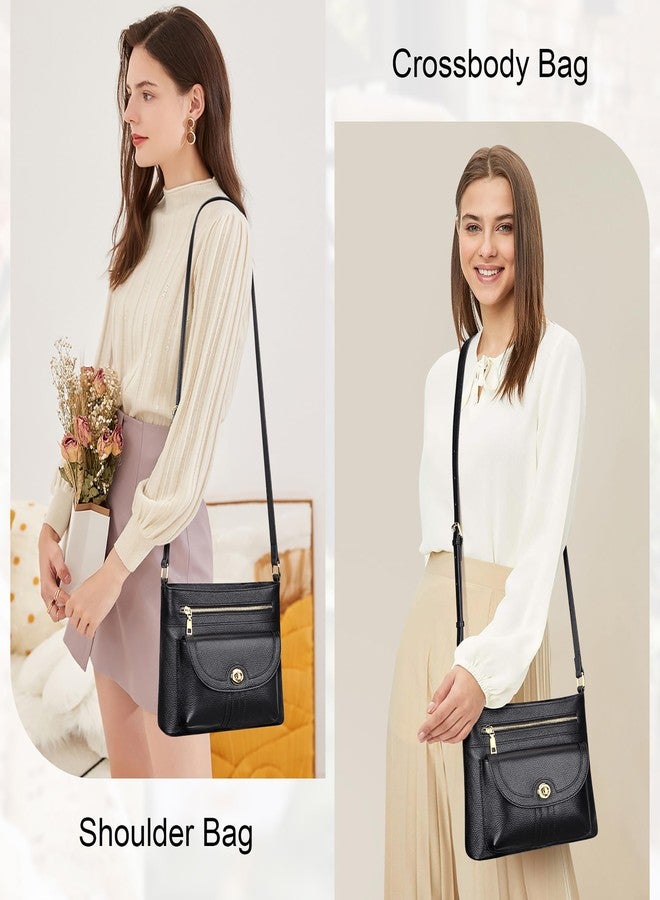 Over Earth Genuine Leather Crossbody Bags for Women Trendy Leather Purses and Ladies Shoulder Handbags(O202E-2G Black) - Image 2