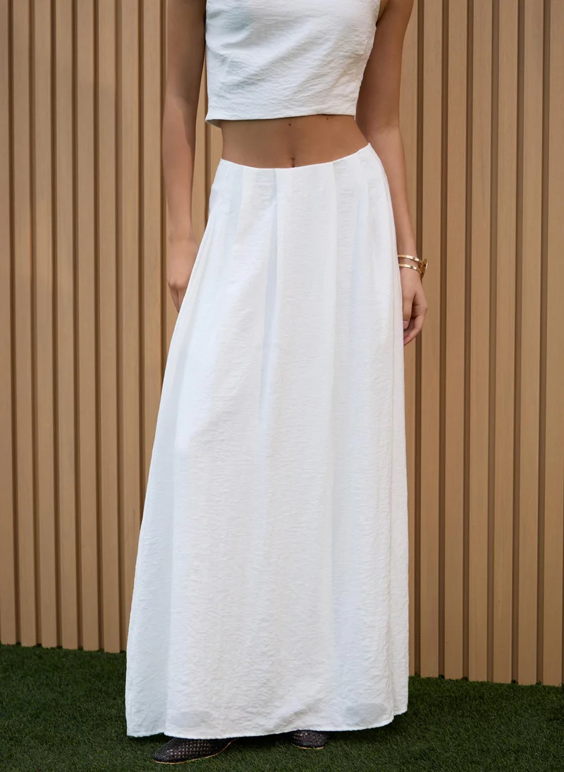 Lichi Maxi skirt with waist gathers in crinkle-effect fabric