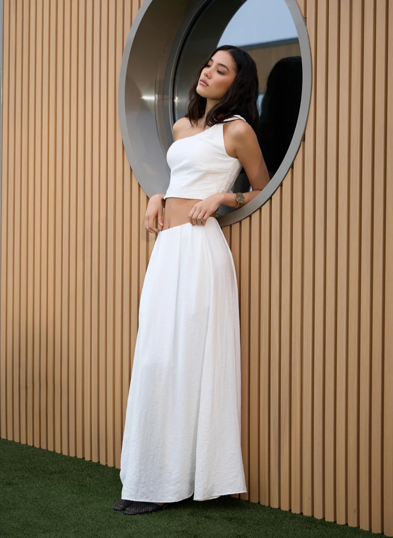 Lichi Maxi skirt with waist gathers in crinkle-effect fabric