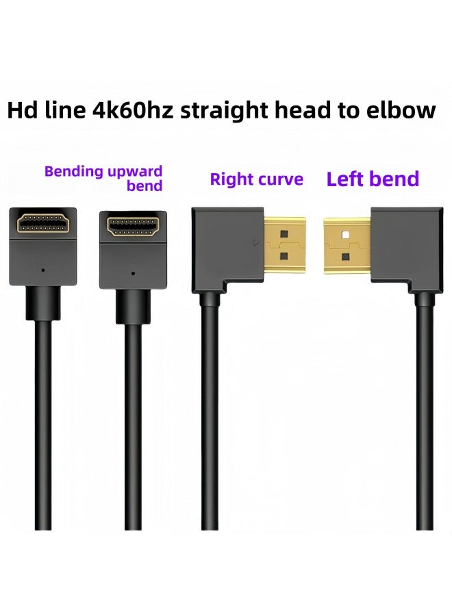 Hdmi Hd Line 4K2.0 الإصدار 3D Bend Up Bend Down Bend Left Bend Right شاشة كمبيوتر HDMI كابل مطلي بالذهب اللون: 19 1 أسود طول خط الانحناء من ذكر إلى ذكر: 1 متر - Image 2