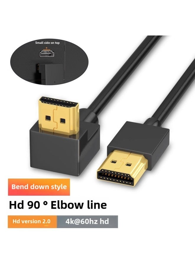 Hdmi Hd Line 4K2.0 الإصدار 3D Bend Up Bend Down Bend Left Bend Right شاشة كمبيوتر HDMI كابل مطلي بالذهب اللون: 19 1 أسود طول خط الانحناء من ذكر إلى ذكر: 1 متر - Image 3