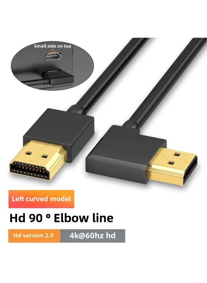 Hdmi Hd Line 4K2.0 الإصدار 3D Bend Up Bend Down Bend Left Bend Right شاشة كمبيوتر HDMI كابل مطلي بالذهب اللون: 19 1 أسود طول خط الانحناء من ذكر إلى ذكر: 1 متر - Image 4