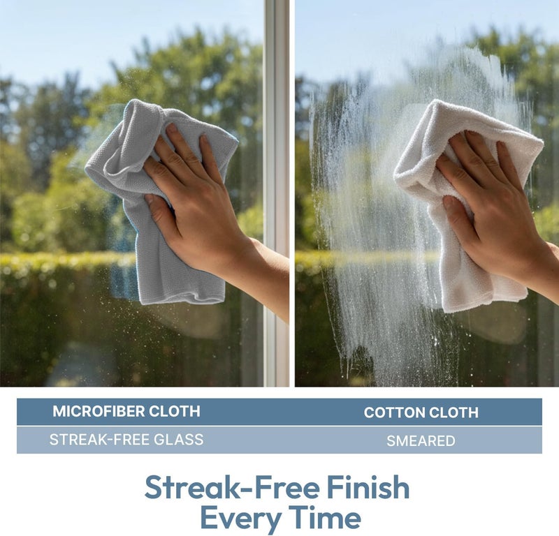 delka Microfibre Cleaning Cloths – Multi-Purpose, Ultra Soft & Lint-Free – Reusable, Streak-Free for Kitchen, Car, Glass, Windows & Electronics (Grey) - Image 4