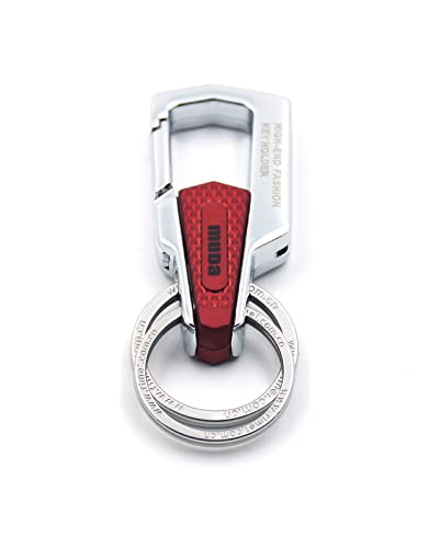 Omuda Stylish Hook Locking Silver Metal Carabiner Double Ring Hook Metal Key Chain for Men & Women - Image 1