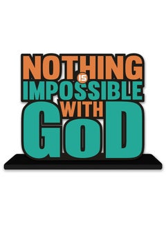 Webelkart Webelkart Wooden Nothing is Impossible with God Motivational Quotes Table Decoration for Office Desk | Home Decor Item | Living Room | Modern Art Wood Showpiece Gift Items  - Image 1