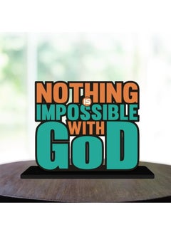 Webelkart Webelkart Wooden Nothing is Impossible with God Motivational Quotes Table Decoration for Office Desk | Home Decor Item | Living Room | Modern Art Wood Showpiece Gift Items  - Image 2