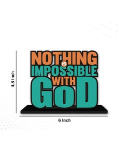 Webelkart Webelkart Wooden Nothing is Impossible with God Motivational Quotes Table Decoration for Office Desk | Home Decor Item | Living Room | Modern Art Wood Showpiece Gift Items  - Image 3