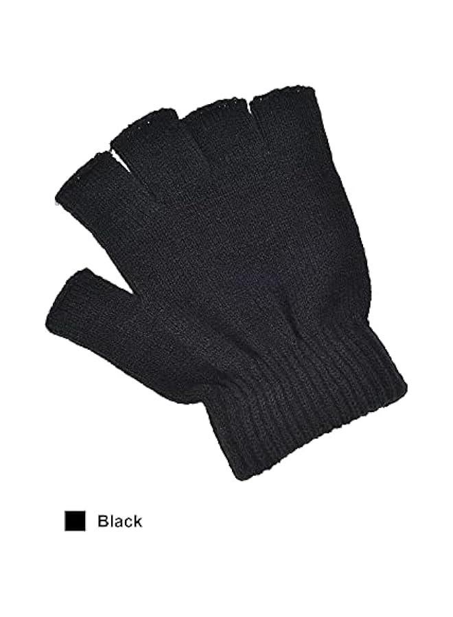 Generic 4 Pairs Fingerless Gloves Half Finger Mittens Winter Solid Color Typing Knitted Gloves for Boys and Girls - Image 2
