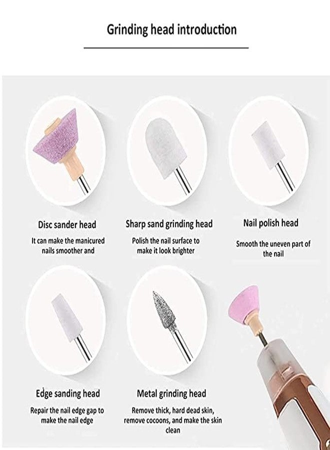 LISHER 5 IN 1 Nail Polisher Salon Nails Manicure Nail USB Automatic 5 Drill Bits Salon Gel Polish Clean Smooth Care Handle Tool flowers salon Nail Polisher Electronic, Painless - Image 4
