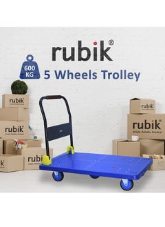 Platform Flatbed Trolley with 600kg Weight Capacity, Foldable Moving Hand Truck, Push Cart Dolly for Pulling Moving Goods Cartons (Blue/Black/R, X-Large, 110x65cm) - pzsku/ZFF80157526A11343B68CZ/45/_/1660643105/78f93934-f1d0-494d-b90e-d06381c08765