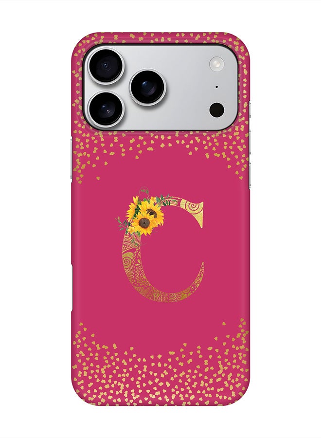 Stylizedd For iPhone 17 Pro Max,Case, [Compatible with MagSafe] Magnetic cover Slim fit Protection Matte, - Custom Floral Monogram - C ( Deep Pink )