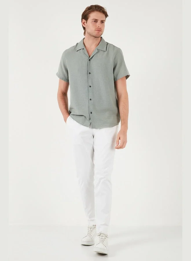 Buratti  Buratti Linen Look Short Sleeve Open Collar Regular Fit Shirt Men's SHIRT CF23S116775 for Men | Best Price UAE