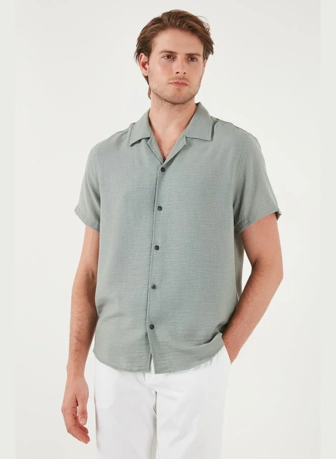 Buratti  Buratti Linen Look Short Sleeve Open Collar Regular Fit Shirt Men's SHIRT CF23S116775 for Men | Best Price UAE